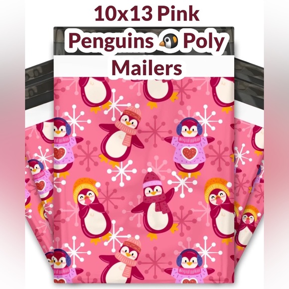 Pink Penguin 🐧 Friends Poly Mailers 10x13 Pack of 25 - Picture 6 of 6